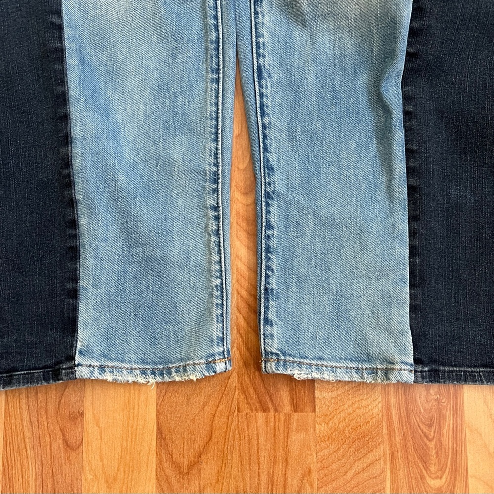Upcycled Reworked Blank NYC Two-Tone Relaxed Barrel Jeans Stretch Denim sz 28 - Picture 6 of 10